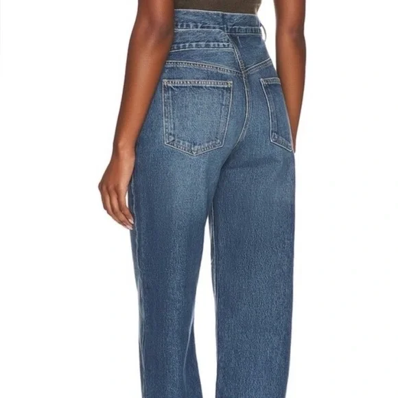 Agolde Dark Blue Broken waistband Leg Jeans 26 worn once. - Picture 2 of 4